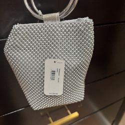 Silver Beaded Hand Bag