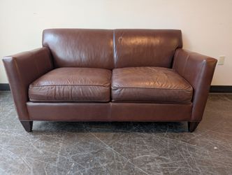 Rich Brown Leather Two-Seater Sofa