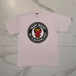 2009 BAPE Baby Milo Circle Logo Pink T-Shirt Rare Vintage Size Medium