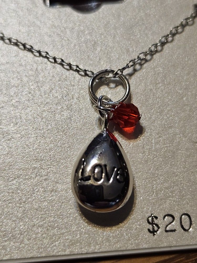 Sterling Silver Necklace Love Pendant