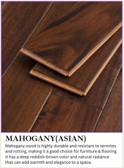 Solid Mahogany Flooring - 5/8" x 4.3" x 12"- 48" - Woodlands