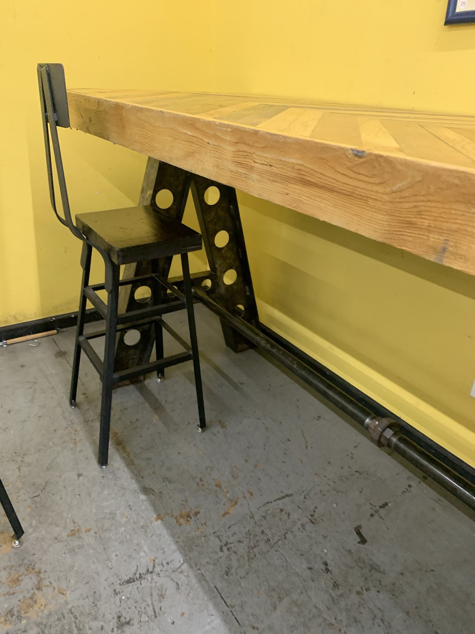 Custom built high Top table with iron chairs