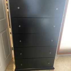 Wood Black Dresser Chest 5 Drawers 54” High X 31” Wide X 15” Deep 