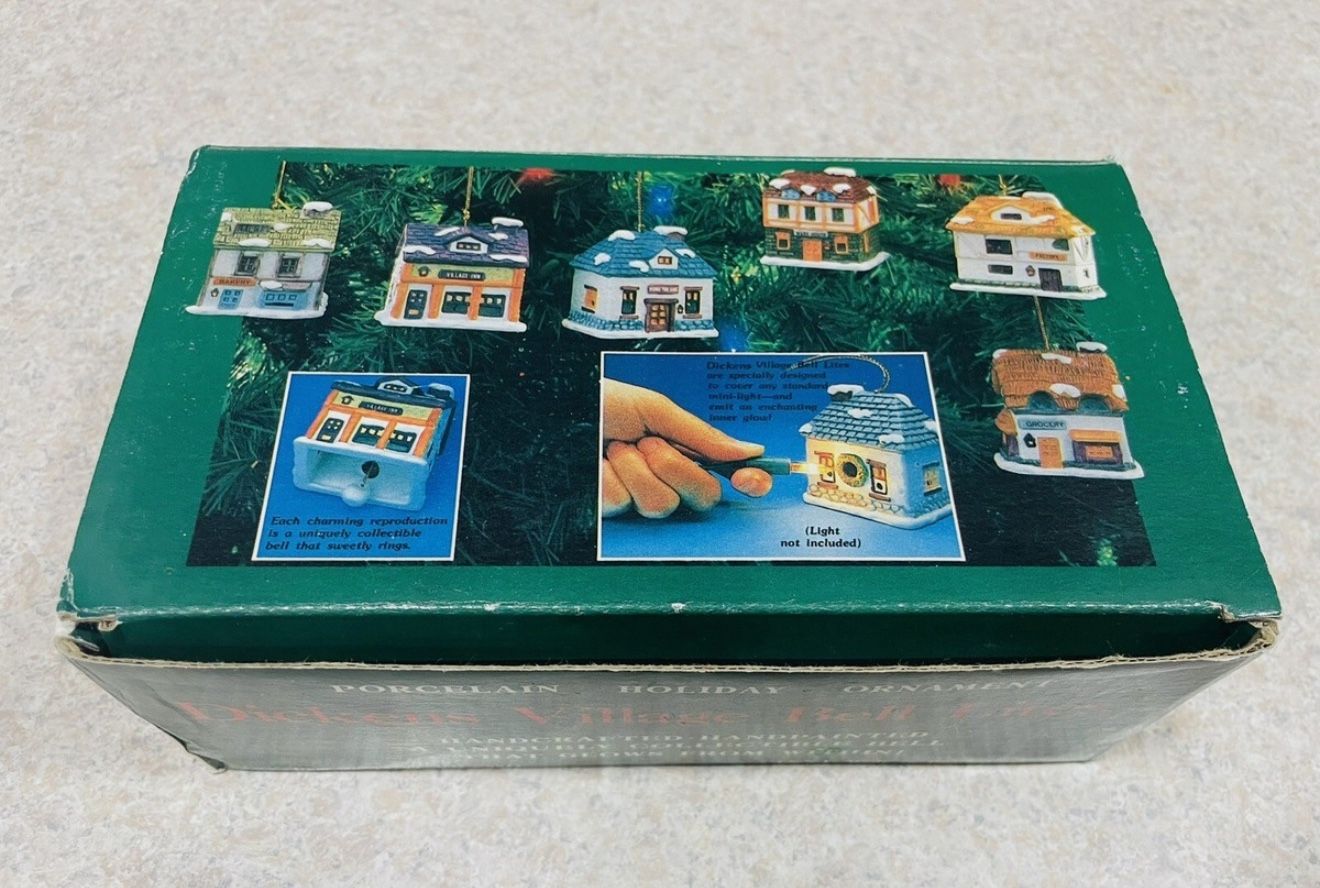 NWOT Dickens Village Bell Lites - set of 6 Christmas Ornaments