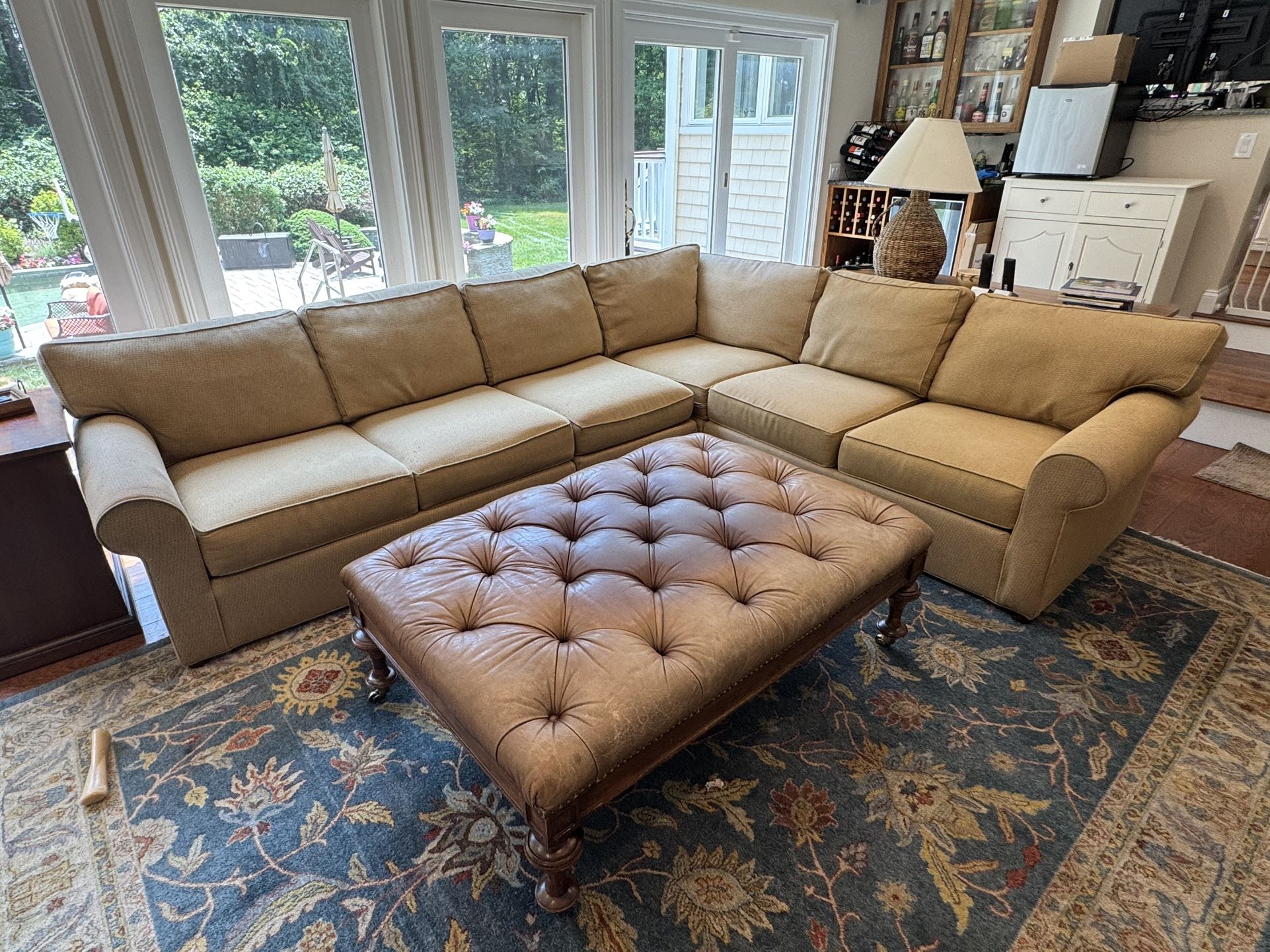 Ethan Allen Sectional And Lilian August Leather Table 