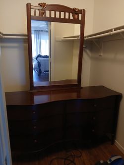 Dark Wood Dresser with Mirror