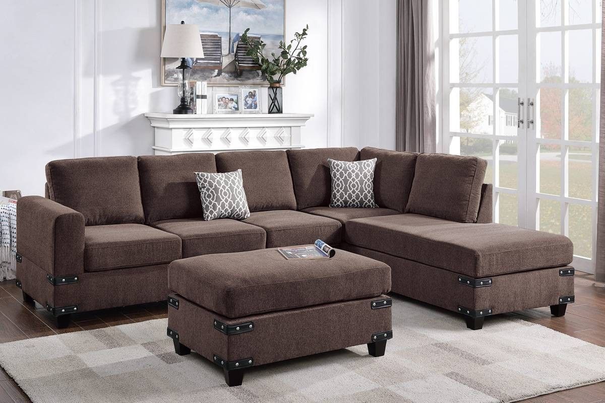 Brand New Brown Sectional Sofa w Ottoman