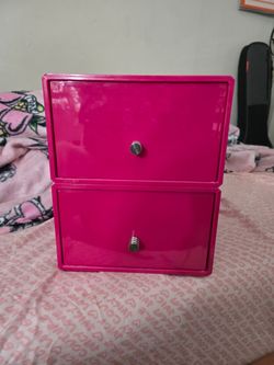 Pink Two-Drawer Desktop Storage Organizer