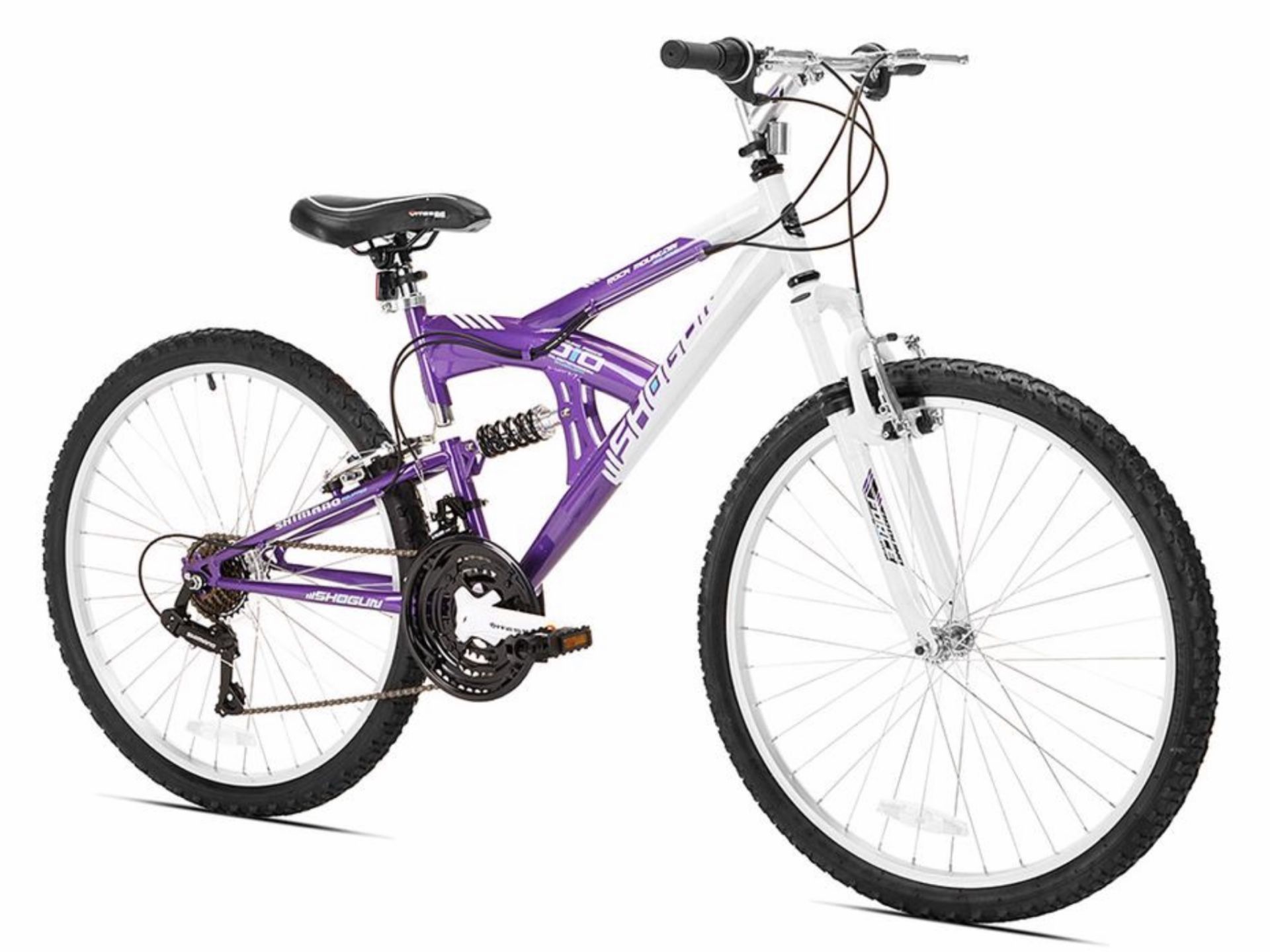 New, never been used in its original box, 26” Dual Suspension WOMEN’S SHOGUN ROCK MOUNTAIN BIKE.: