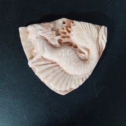 Hand Carved Red Malachite Mermaid Pendant