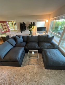 Dark Gray U-Shaped Sectional Sofa with Ottoman
