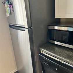 Stainless Steel Fridge And Stainless Stainless Steel Microwave 