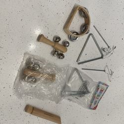 Kids Children’s Musical Instruments Lot Triangle Tambourine Whistle Bells