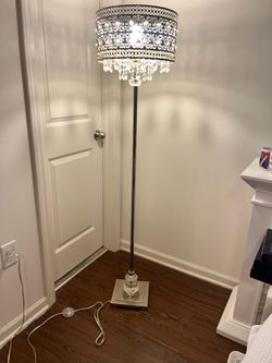 Crystal Chandelier Floor Lamp Silver
