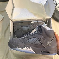 Size 9- Air Jordan 5 Retro Wolf Grey