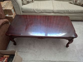 Wood coffee table and end tables