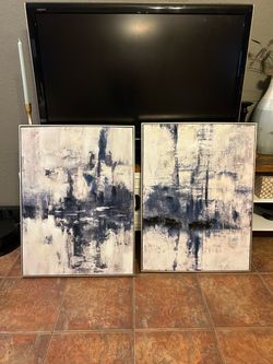 Set of 2 Abstract Canvas Wall Art Paintings