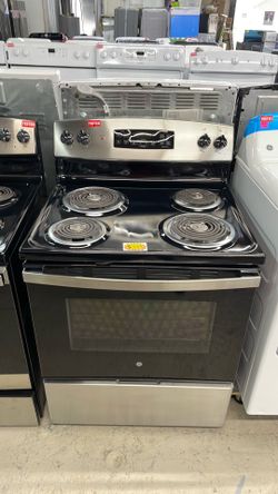 GE electric stove 4 burners in stainless steel