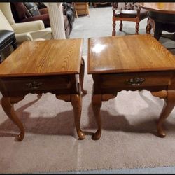 2 CEDAR OAK END TABLES 