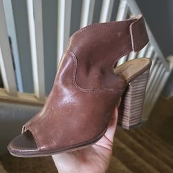 Lucky BRAND - Brown Leather Booties w/Open Toe