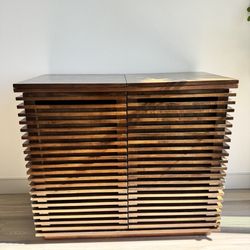 Linea Acacia Wood Bar Cabinet - Scandinavian Design with Wine Rack & Storage