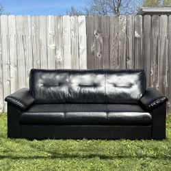 Black Faux Leather/ Sofa/ Couch