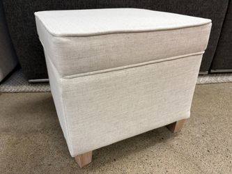 HOMEPOP White Fabric Storage Ottoman