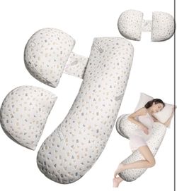 Pregnancy Pillow for Women - Maternity Pillow for Back Pain Relief & Full Body Support, Soft Sleeping Pillow with Removable Cover for Side Sleepers an