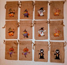 12 pc Mini Halloween Burlap Treat Bags