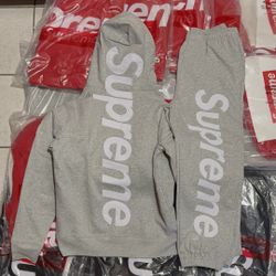 Grey Supreme Hoodies Sets