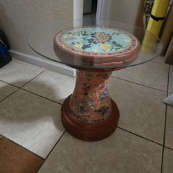 Decorative End Table With Glass