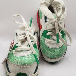 Size 5 Child, pair of toddler Nike Air Max 90 TD 'Christmas Sweater' sneakers