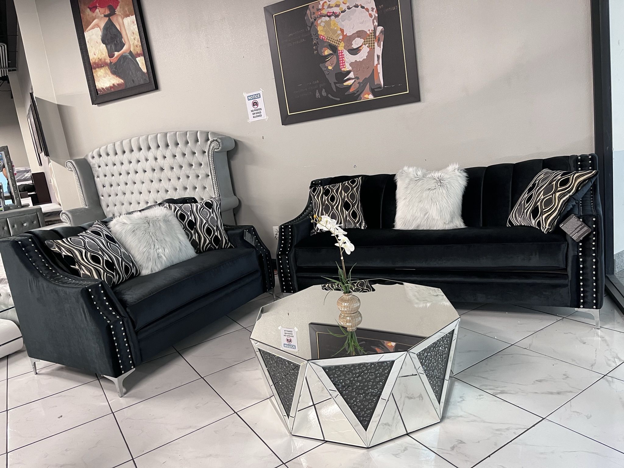 Customizable Sofa Set 🎨 Black Velvet 🖤