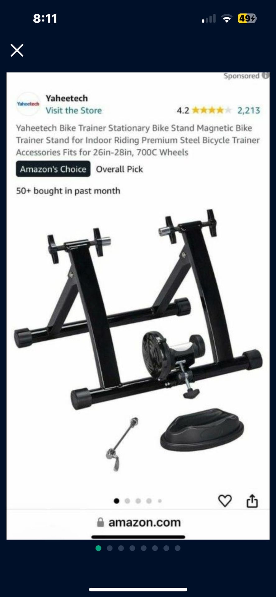 Yaheetech Bike Trainer Stationary Bike Stand Magnetic Bike Trainer Stand for Indoor Riding Premium Steel Bicycle Trainer Accessories Fits for 26in-28i