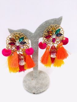 Indian Pakistani ethnic dangling earrings festive jewelry