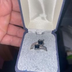 Diamond Sterling Silver And Black Hematite Ring