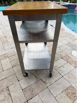 Kitchen cart wood and steel
