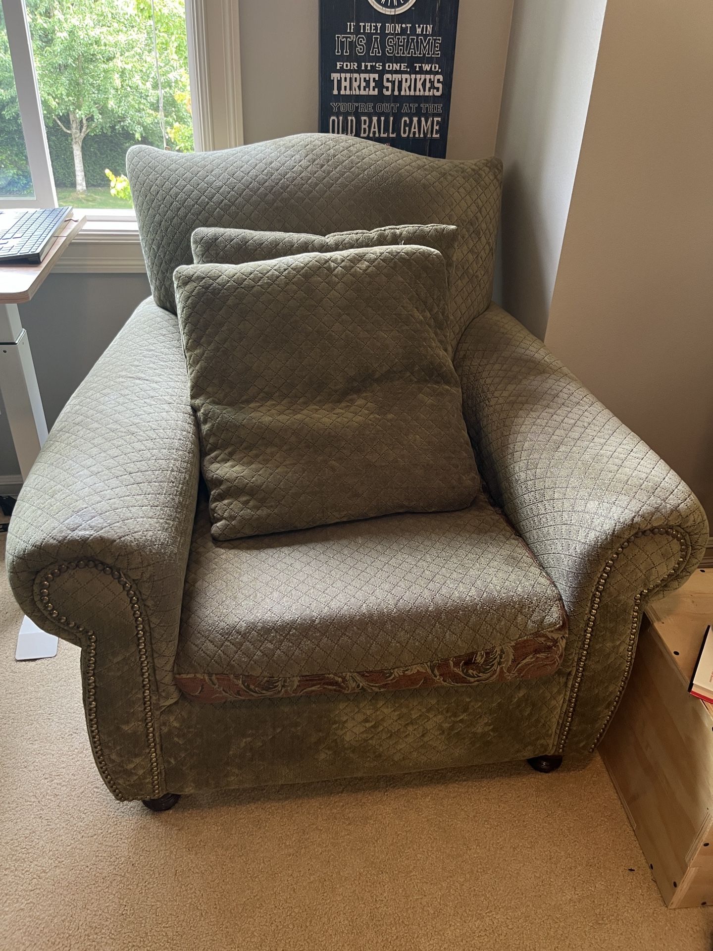 Green Arm Chair And Ottoman