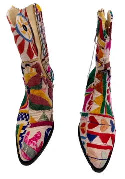 MOMO New York Embroidered Patchwork Western Ankle Boots EU 38 US 7.5 8 Free People