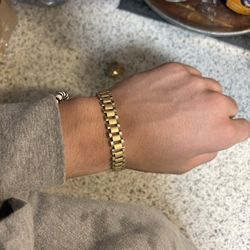 Rolex  Bracelet And Nugget Ring With Diamonds 