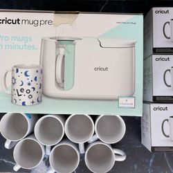 Cricut Mug Press + 12 Blank Mugs (12oz Each)
