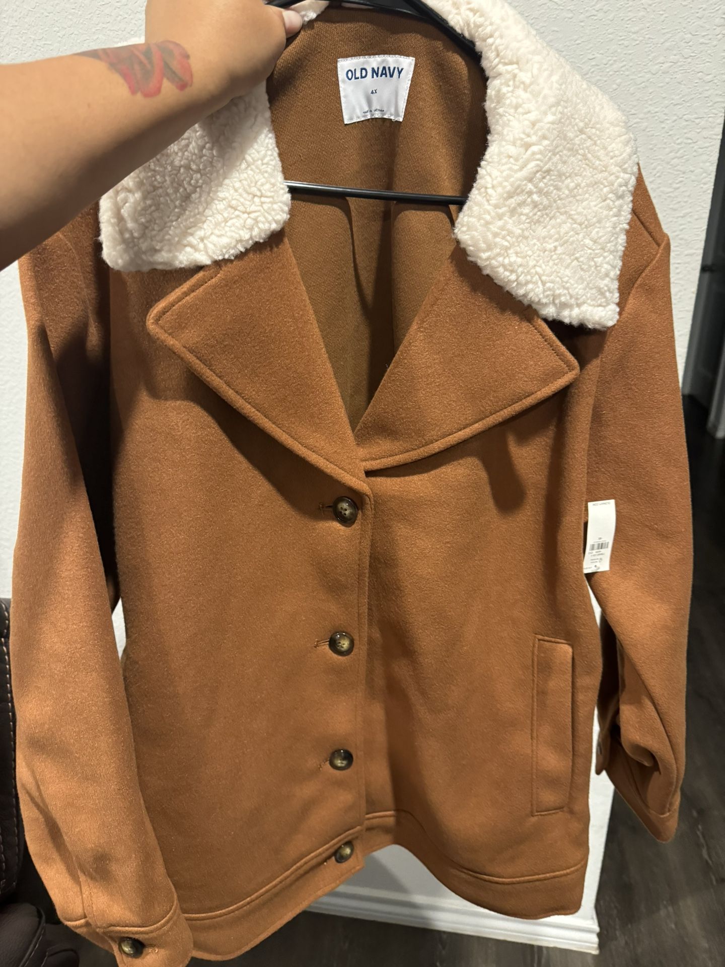 Old Navy Brown Sherpa Collar Jacket New
