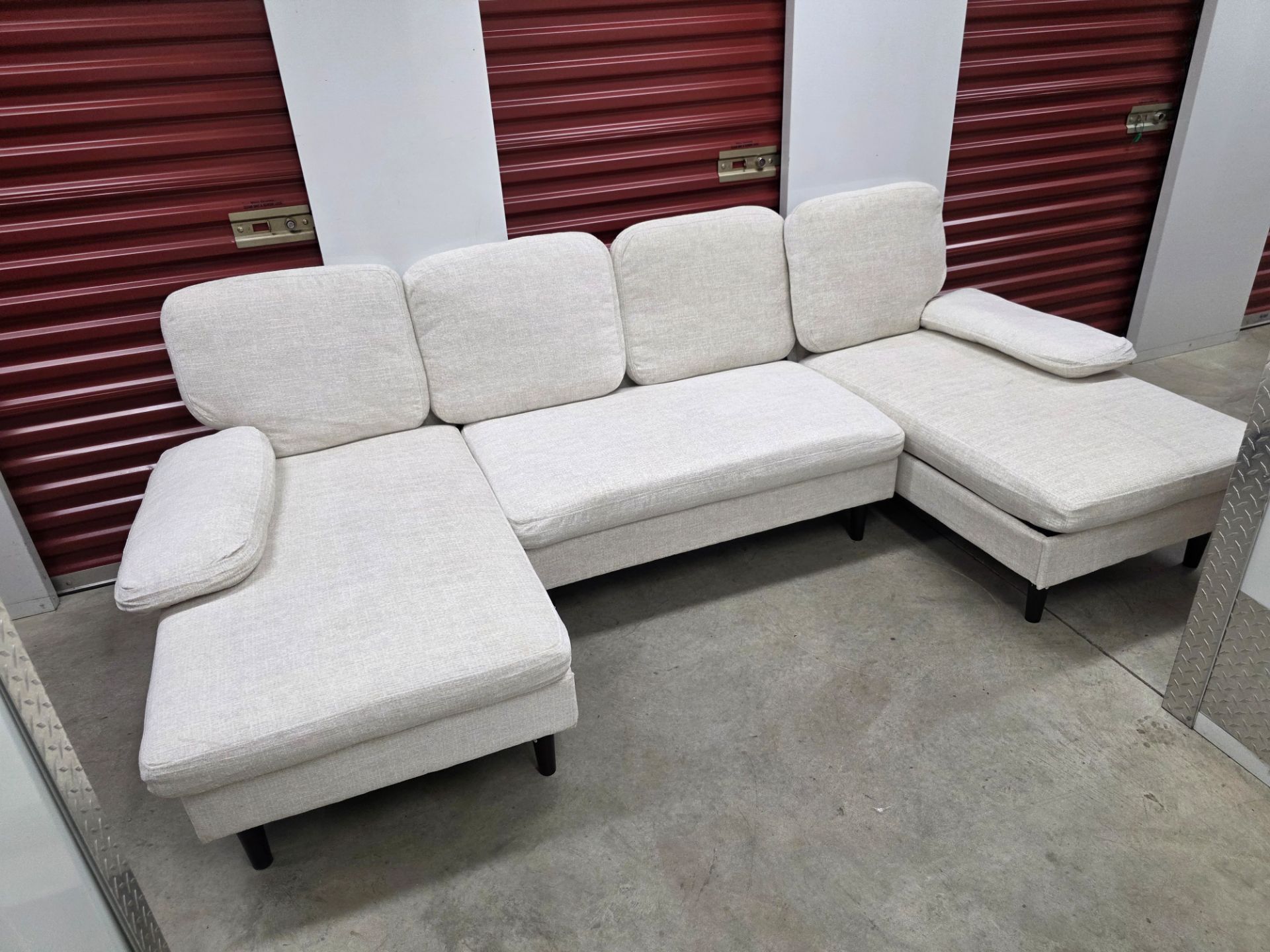 edx 99" U-Shaped Sectional Sofa Couch - Beige Linen (ALREADY ASSEMBLED)