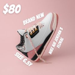 Nike Air Jordan 3 floral Brand New Size 6.5Y Retro