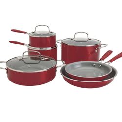 The Big One 10-pc. Silicone Ceramic Cookware Set New with Tags Red