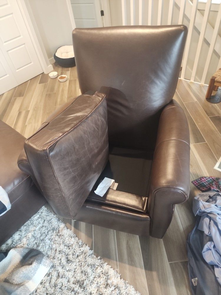 Arhaus Leather Recliner With Swivel