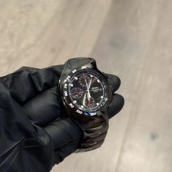 Seiko Sportura Chronograph Alarm 7T62-0AM0 Black PVD Sapphire Men's Watch