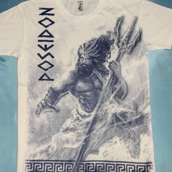 Unisex Made In Greece Greek Poseidon Size Large T-Shirt Imported From Greece