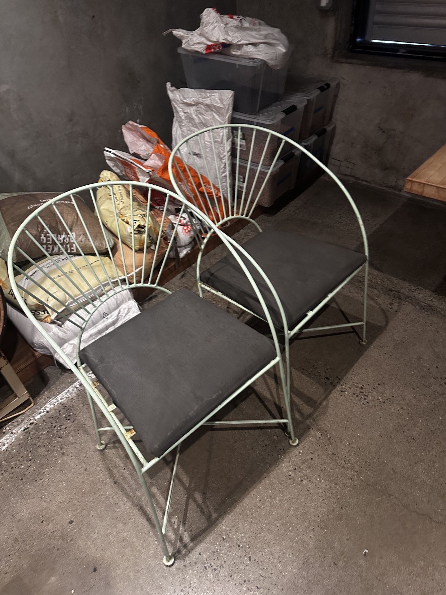 Powder-Coated Rod Iron Outdoor Chairs w/ Cushions