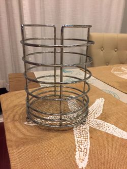 Silver toilet paper holder